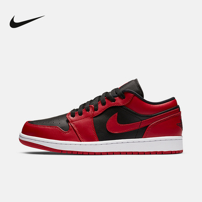 Jordan耐克男鞋air Jordan 1 aj1黑红低帮休闲运动板鞋553558-606