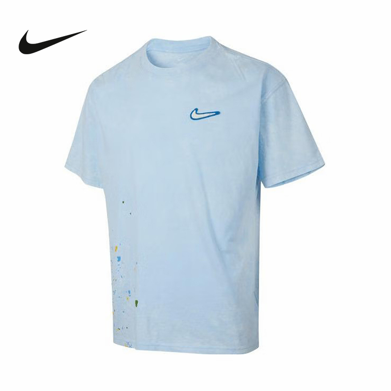 Nike耐克短袖男夏新款复古做旧印花透气圆领运动棉T恤HV1672-441