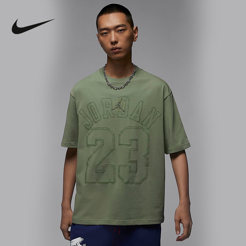 nike耐克Jordan短袖t恤男2024夏季新款纯棉宽松运动服HJ6542-386