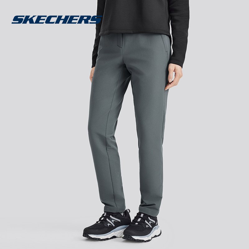 Skechers斯凯奇冬季新款女防泼水抓绒梭织运动长裤 P424W077/006L