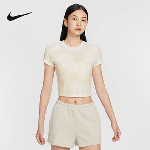HV5001 Nike耐克夏新款 女子运动T恤 透气露脐短袖 133 休闲印花修身