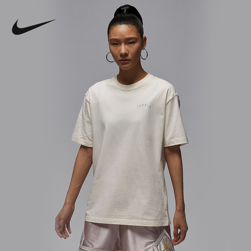 Nike耐克短袖女夏新款Jordan背标宽松复古圆领运动T恤IM3353-047