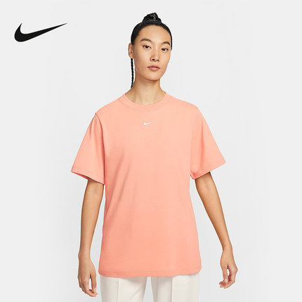 Nike耐克女子夏新款休闲刺绣小勾透气圆领短袖运动T恤FD4150-844