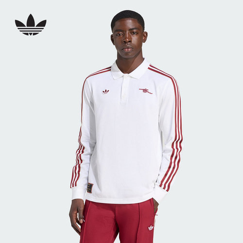 adidas阿迪达斯三叶草新款男阿森纳足球文化上衣长袖POLO JM9396