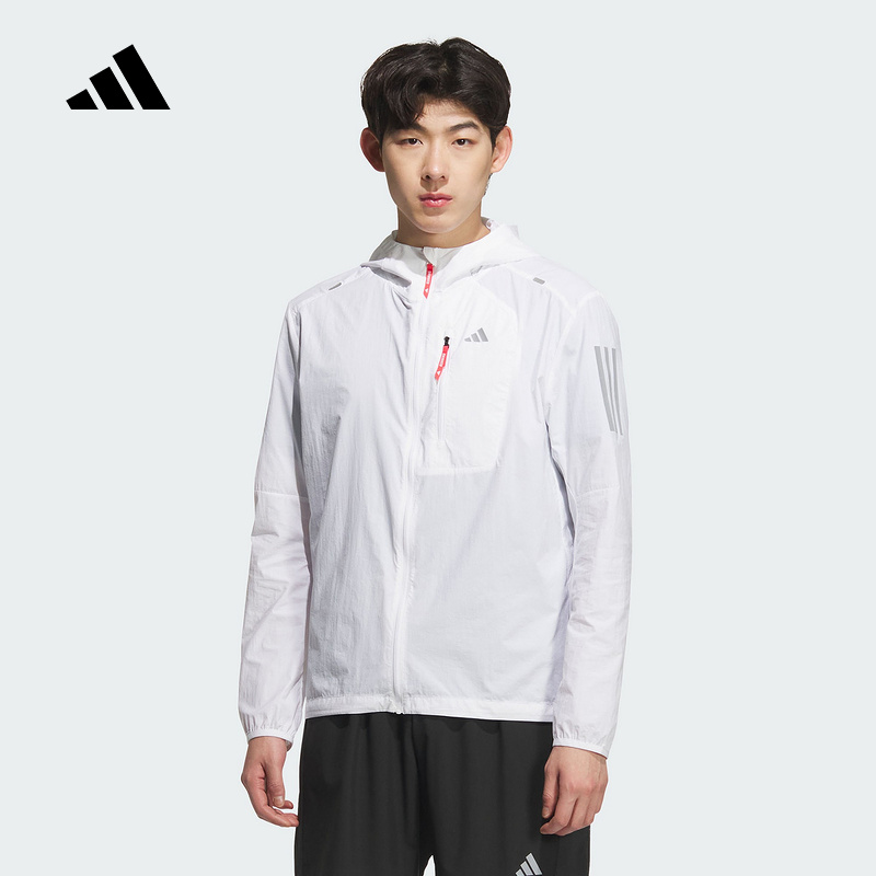 adidas阿迪达斯25夏男梭织防晒凉感跑步运动连帽夹克外套 KB9127