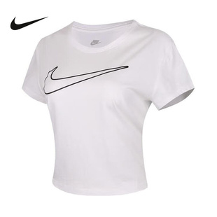 运动T恤HV5003 NIKE耐克短袖 宽松大logo短款 棉质半袖 100 女夏新款