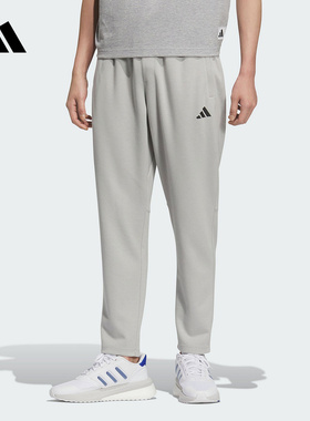 adidas阿迪达斯运动休闲九分裤2025秋男灰色健身针织长裤 KC2880