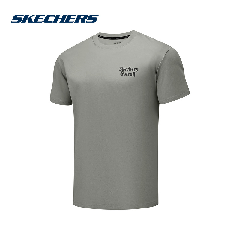 Skechers斯凯奇25夏简约运动休闲针织男短袖T恤衫 P325M006/02CC