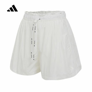 adidas阿迪达斯跑步健身三分裤 KC0020 2025秋女白色梭织运动短裤