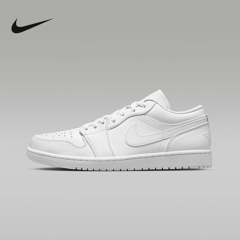 Nike耐克男鞋夏新款Jordan AJ1纯白低帮复古板篮球鞋鞋553558-136