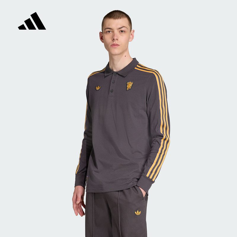 adidas阿迪达斯秋季新款男曼联足球休闲文化长袖POLO衫T恤JN2822