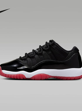 耐克女鞋大童鞋Air Jordan 11 AJ11黑红低帮复古篮球鞋FV5121-006