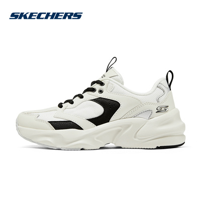 斯凯奇女鞋夏踏浪百搭老爹鞋厚底增高运动休闲鞋跑步鞋117365-BLK