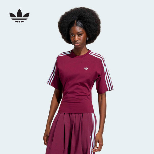 adidas阿迪达斯三叶草2026夏女时尚修身圆领休闲短袖T恤 KY5092