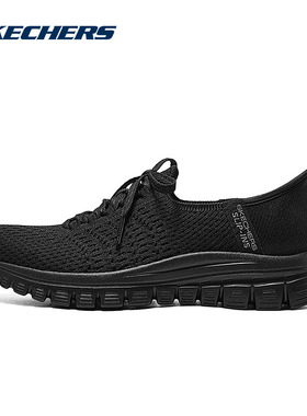 SKECHERS斯凯奇2025秋季女鞋一脚蹬网面舒透适气休闲鞋100736-BBK