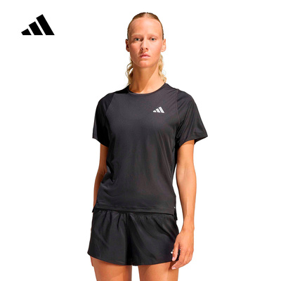 adidas阿迪达斯速干舒适跑步运动圆领上衣2026春女短袖T恤 JZ2224