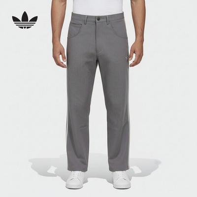 adidas阿迪达斯三叶草三条纹修身休闲裤2026春男牛仔长裤 KT6370