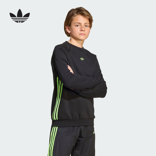 adidas阿迪达斯三叶草冬新款男大童运动宽松圆领套头卫衣 JV7795
