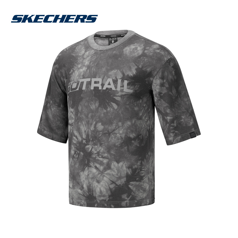 SKECHERS斯凯奇夏男装宽松廓形扎染树叶纹理短袖T恤P225M048-05D2