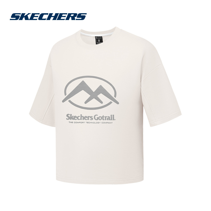 Skechers斯凯奇25夏圆领针织休闲运动女短袖T恤衫P125W010-02YL