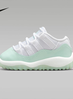 Nike耐克Air Jordan 11 AJ11 白绿色 低帮儿童篮球鞋  645107-103
