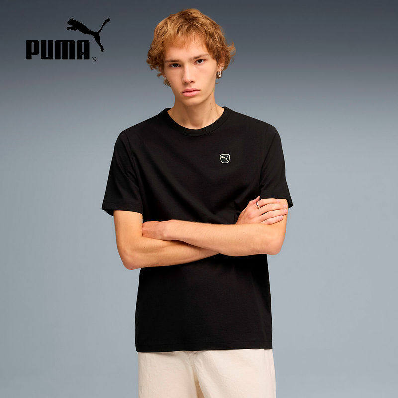 PUMA彪马简约纯黑色宽松透气半截袖2026春男短袖T恤 695