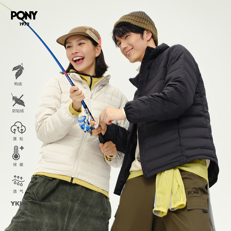 PONY波尼秋冬新款男女情侣鸭绒蓬松轻薄保暖羽绒服243W2OF