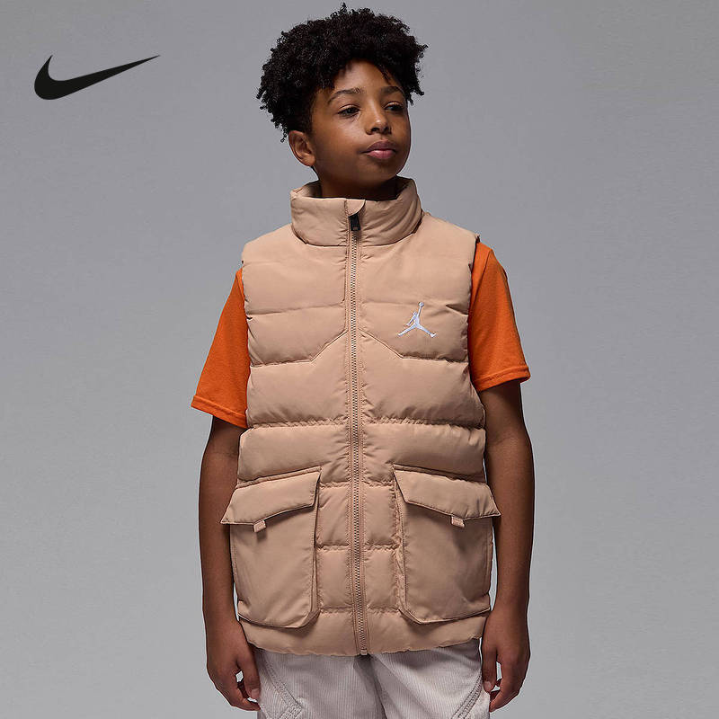 Jordan耐克男童大童羽绒服休闲马甲保暖加绒柔软舒适 HQ8120-201