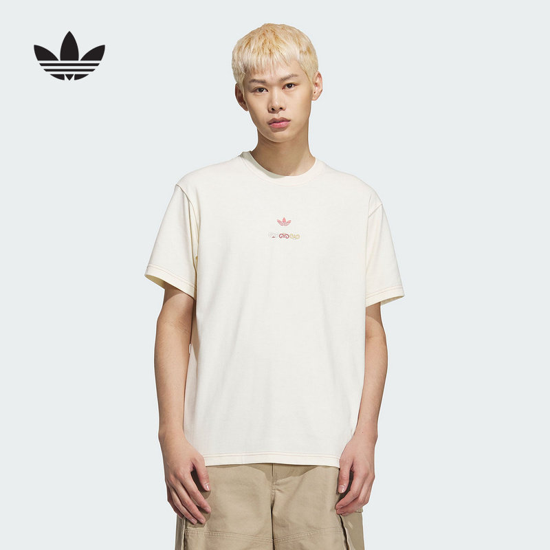 adidas阿迪达斯半袖25夏彝族民族风宽松休闲透气男短袖T恤 KC1429