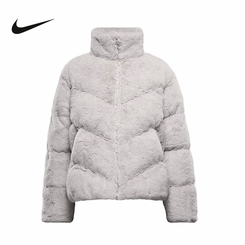 NIKE耐克棉衣外套女2025冬季保暖棉服人造皮草毛绒夹克FV8