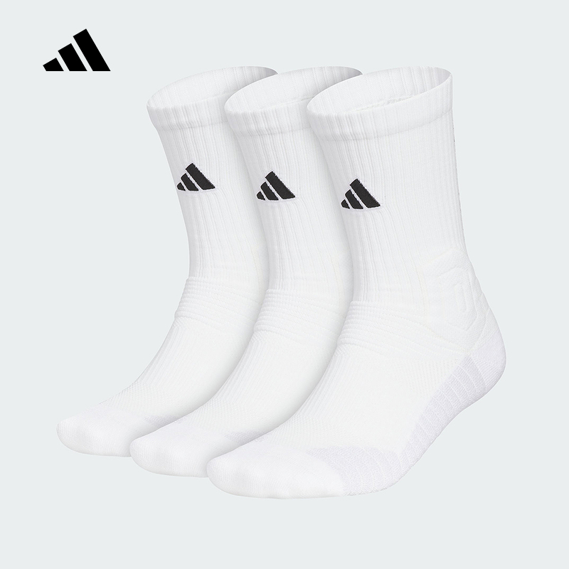 adidas阿迪达斯Select 3.0中筒袜2025秋白色男女三双装袜子KE7805