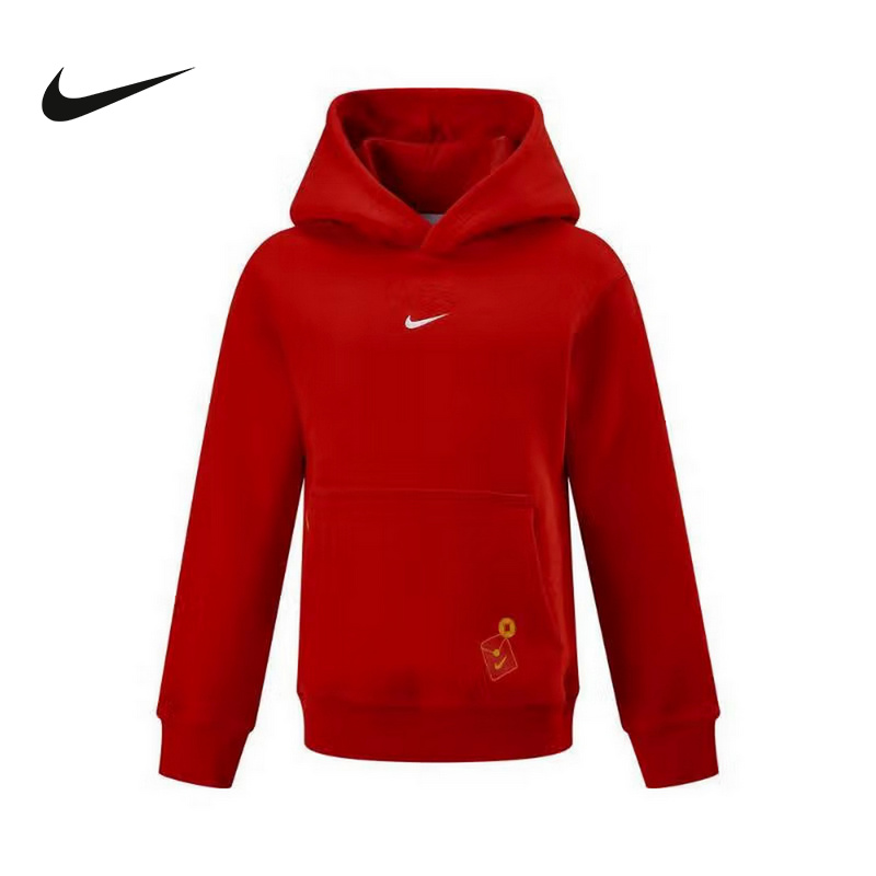 Nike耐克男女童新款休闲舒适时尚潮流红色套头连帽卫衣IH0984-657