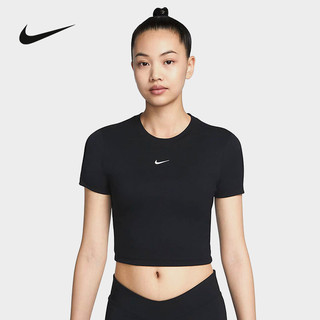 NIKE耐克女子修身短袖24夏季紧身短款黑色露脐T恤FB2874-010-133