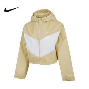 NIKE耐克外套女2025夏拼接轻薄短款 783 皮肤衣梭织连帽夹克HJ1183