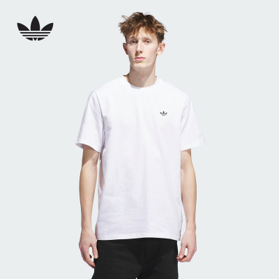 adidas阿迪达斯T-SHIRT男子2026夏季棉运动短袖圆领白色T恤JW0039