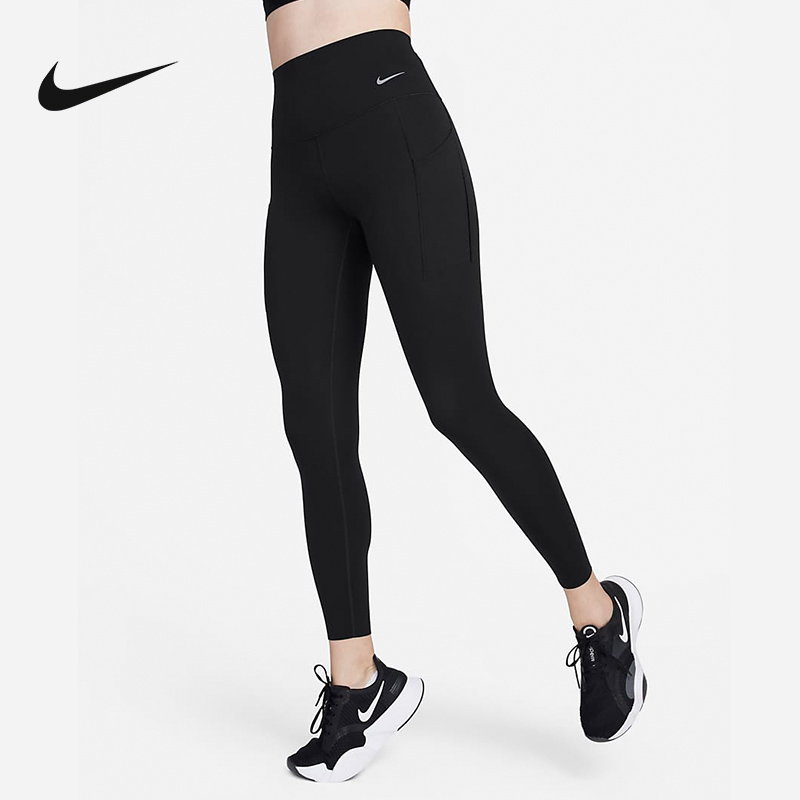 耐克启程系列女子黑色训练速干跑步中强度高腰紧身长裤DQ5997-010