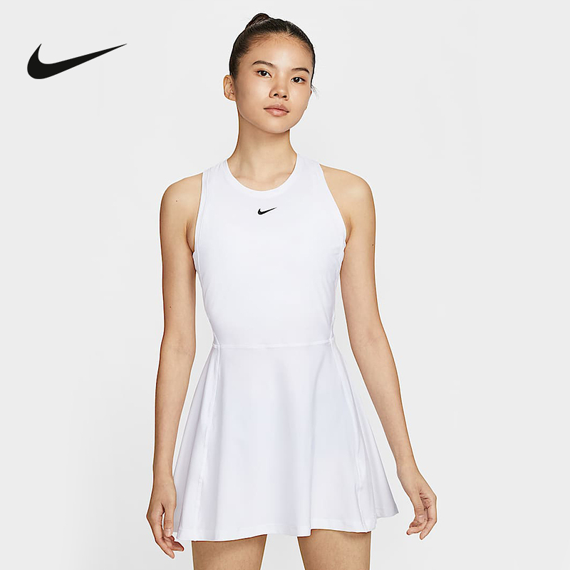 Nike耐克女裙子25夏款DRI-FIT速干修身无袖网球连衣裙FQ1781-100