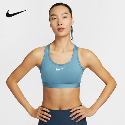 Nike耐克SWOOSH运动内衣女中强度支撑速干衬垫BRA胸衣 DX6822-006