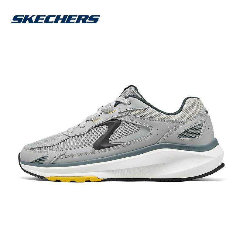 Skechers斯凯奇2025春新款时尚舒适男士百搭绑带运动鞋233076-GRY