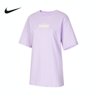 新款 背标紫色印花宽松纯棉运动上衣HF6180 T恤女夏季 耐克短袖 517