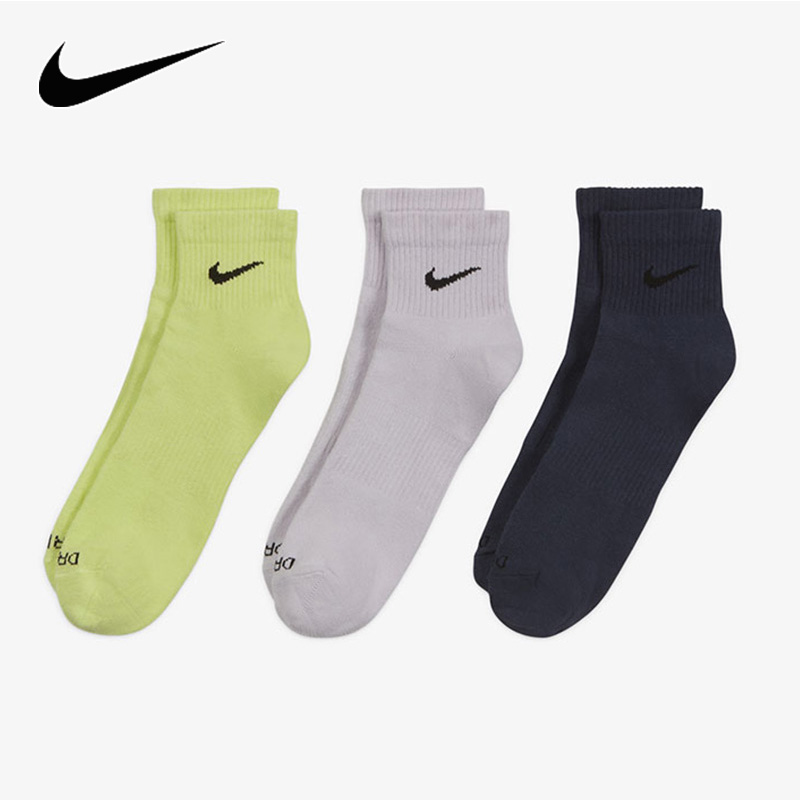Nike耐克袜子男袜女袜多彩色3双装运动袜速干训练短袜SX6893-913