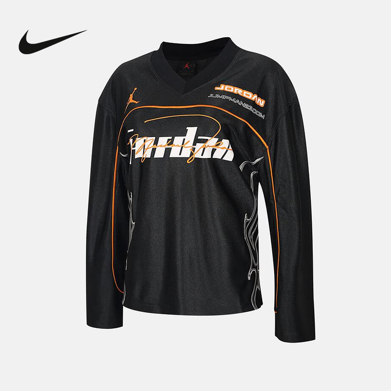 Jordan耐女子长袖T恤针织上衣宽松印花运动宽松套头衫IM9715-045