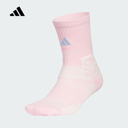 adidas阿迪达斯粉色中筒袜2025夏篮球风男女单双装袜子 KC3743