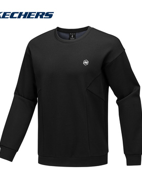 Skechers斯凯奇秋季新款男士简约纯色百搭休闲套头衫卫衣P425M093