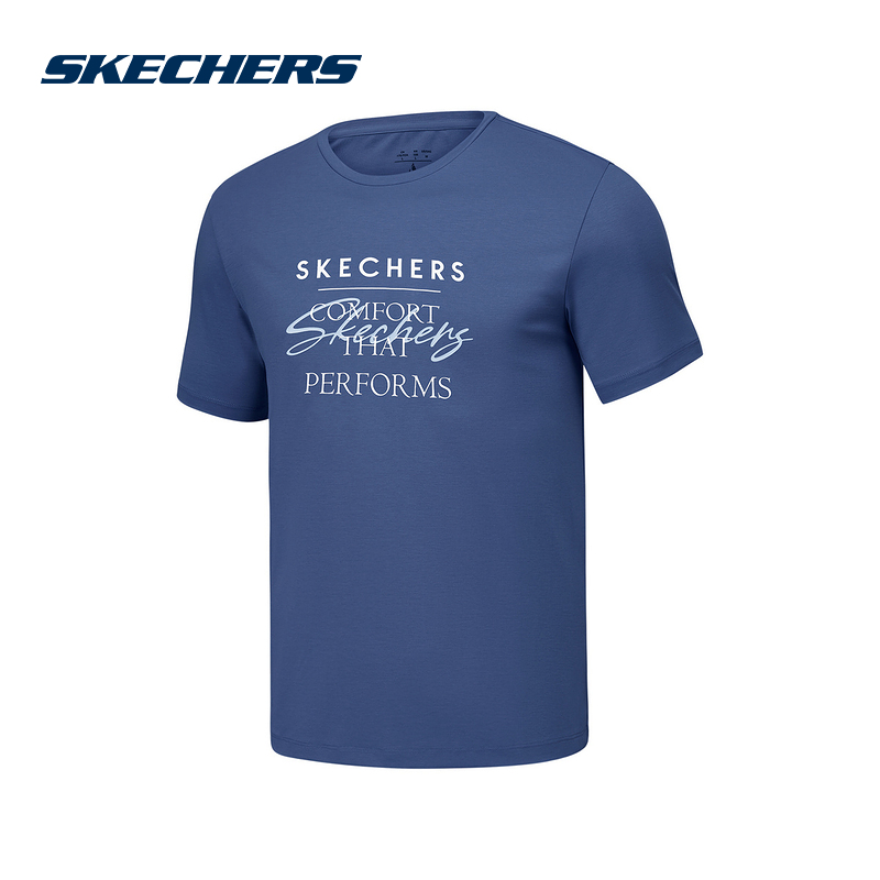 SKECHERS斯凯奇夏季男子印花休闲运动透气短袖T恤衫P225M088-0079