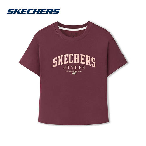 Skechers斯凯奇2026夏女士休闲运动通勤时尚针织短袖T恤 L226W051