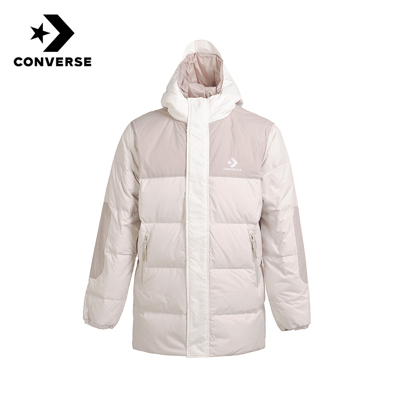 CONVERSE匡威羽绒服男中长款新款经典保暖连帽面包服外套10023754