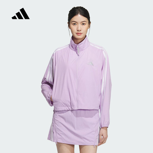 adidas阿迪达斯凉感衣外套2025秋新款女梭织短款立领夹克 KC0182