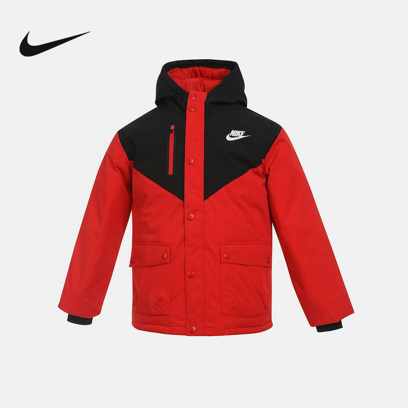 NIKE耐克男大童三防羽绒工装夹克冬季新款保暖短羽绒服IQ9990-657