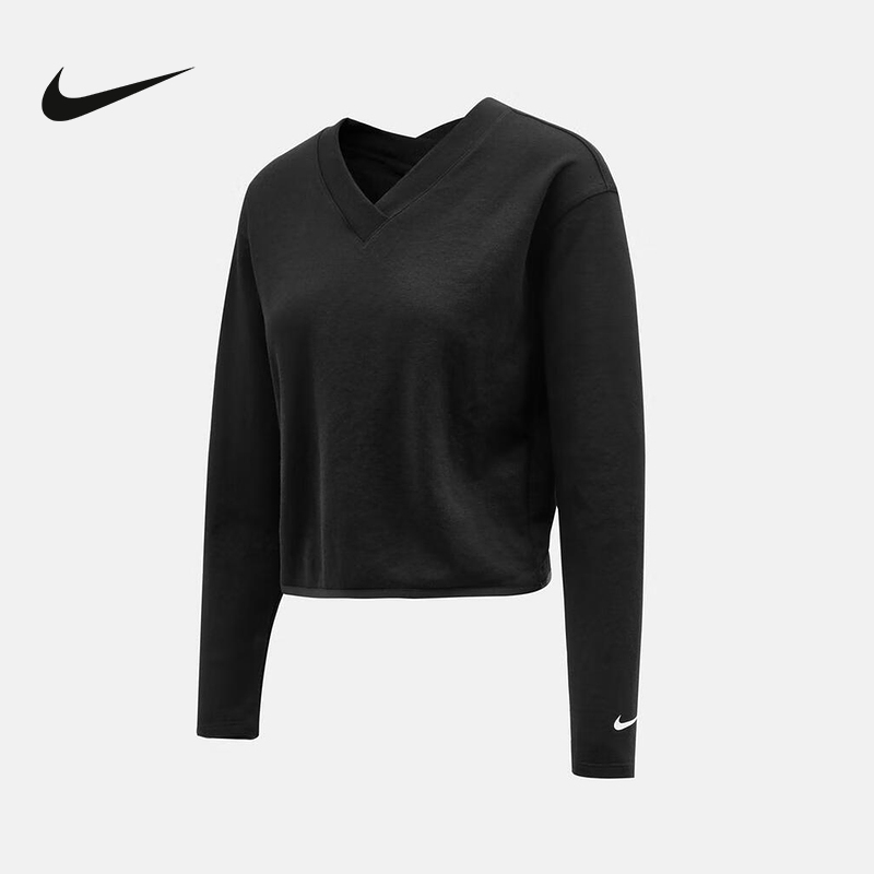 Nike耐克女子V领长袖上衣高尔夫针织柔软运动休闲T恤IH1946-010